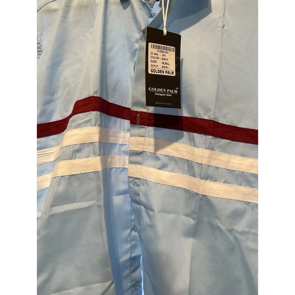 Golden Palm  Designer Shirt Mens Long Sleeve Button Up Sky Blue Size 2XL XXL NWT